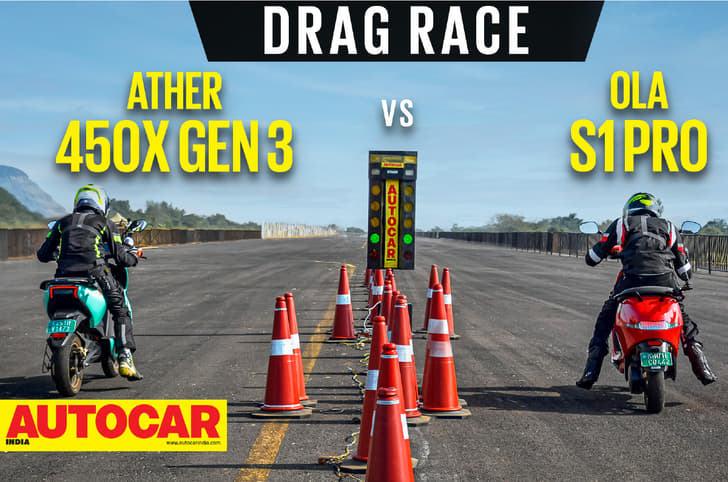 Ather 450X vs Ola S1 Pro drag race video